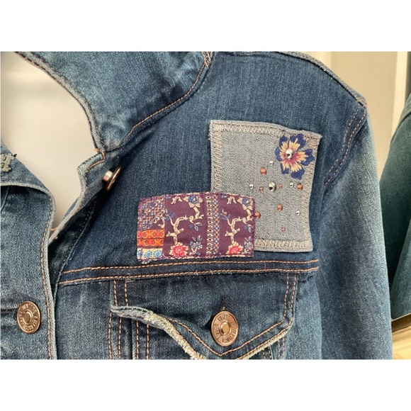 Vintage America Patchwork Jean Jacket size 1x EUC NWOT - Picture 4 of 8